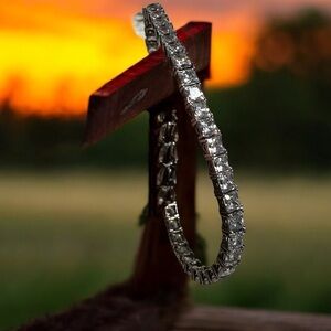 Stunning Sterling Silver Diamond Tennis Bracelet -Signed